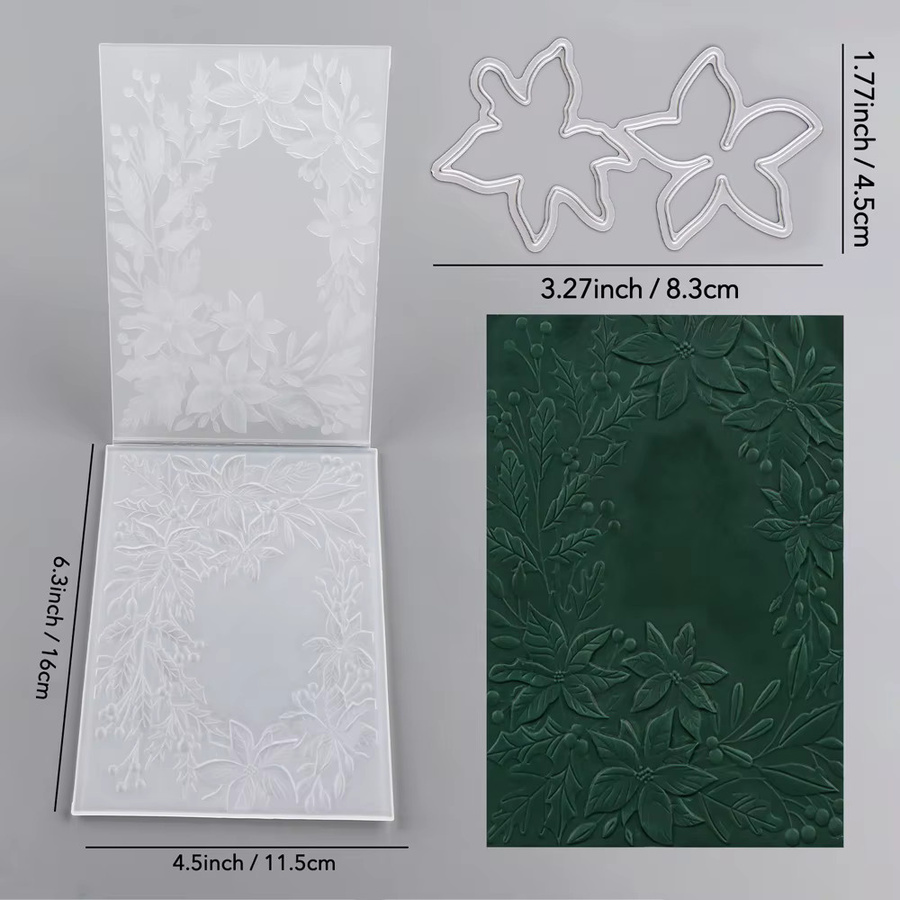 3D-Prägeordner und Schneidwerkzeug mit Weihnachtsstern und Blumenrahmen für Papierhandwerksprojekte - Bild 4