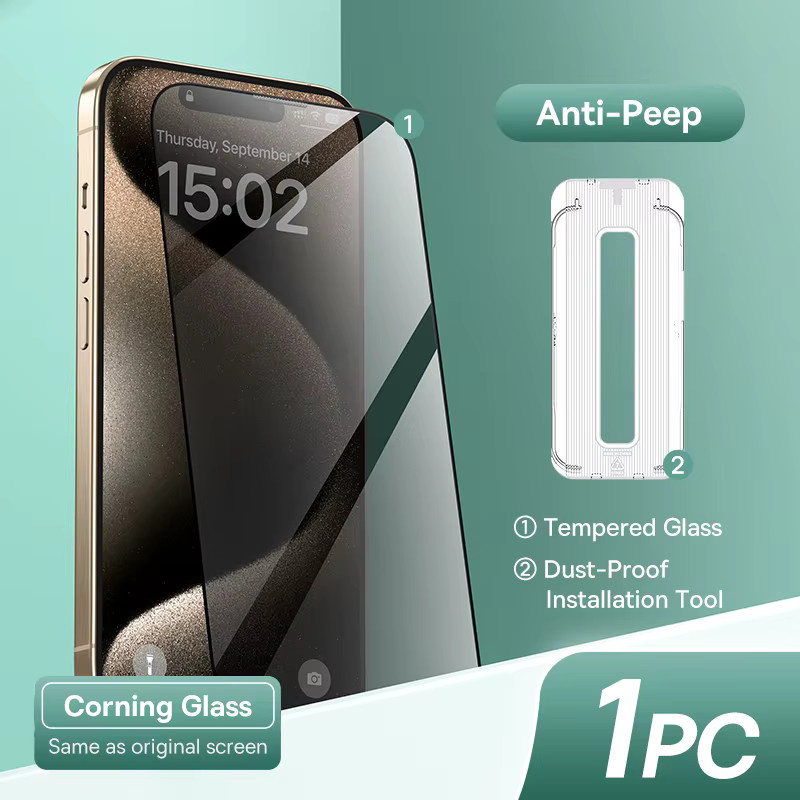Baseus Displayschutzfolie aus Corning gehärtetem Glas mit Anti-Peeping-Funktion und Auto-Installation für iPhone 17, 16, 15, 14, 13 Pro Max Plus, transparent, 0,4 mm - Bild 5