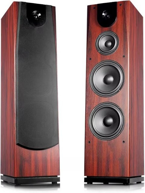 Tower 2.0 Passiver HiFi-Standlautsprecher mit drei Frequenzbändern und Holzgehäuse in Braun - Bild 1
