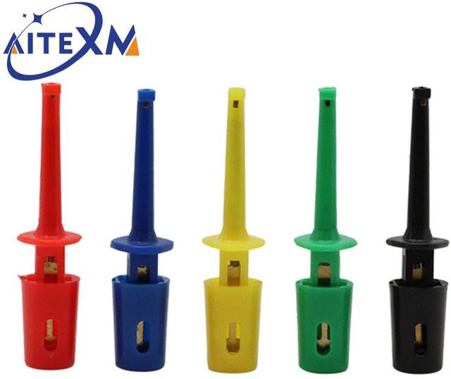 AITEXM ROBOT 5er Set Mini Einzel Test Haken Clips mit großen runden Krokodilklemmen für elektronische IC-Prüfungen in Multicolor - Bild 1