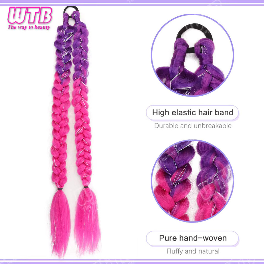 WTB Gradient Braided Synthetic Wig, doppelt geflochtene Pferdeschwanz-Perücke, Damen - Bild 3