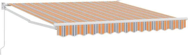 vidaXL Einziehbare Markise Mehrfarbig mit Kurbel und Faltarmen, Breite: 350 cm, Tiefe: 250 cm - Bild 1