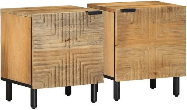 vidaXL Nachttische 2er Set aus Mango Massivholz in Braun, B/T/H: 40 x 33 x 46 cm - Bild 1