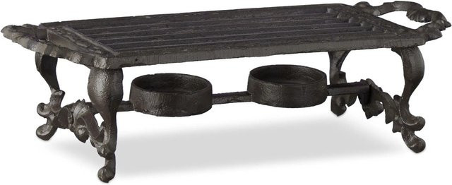 Relaxdays Warmhalteplatte aus Gusseisen in Schwarz, kippbar für 2 Teelichter, B/T/H: 30 x 8,5 x 13,5 cm - Bild 1