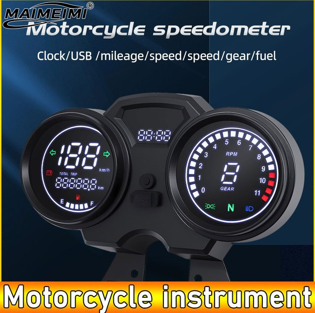 RYSJM Digitaler Motorrad Tachometer mit LCD Display und Stundenzähler in Schwarz - Bild 1