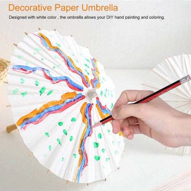 Dekorativer weißer Papier-Regenschirm von mfySpace für Hochzeiten und Partys als DIY-Bastelprojekt und Foto-Requisite - Bild 1