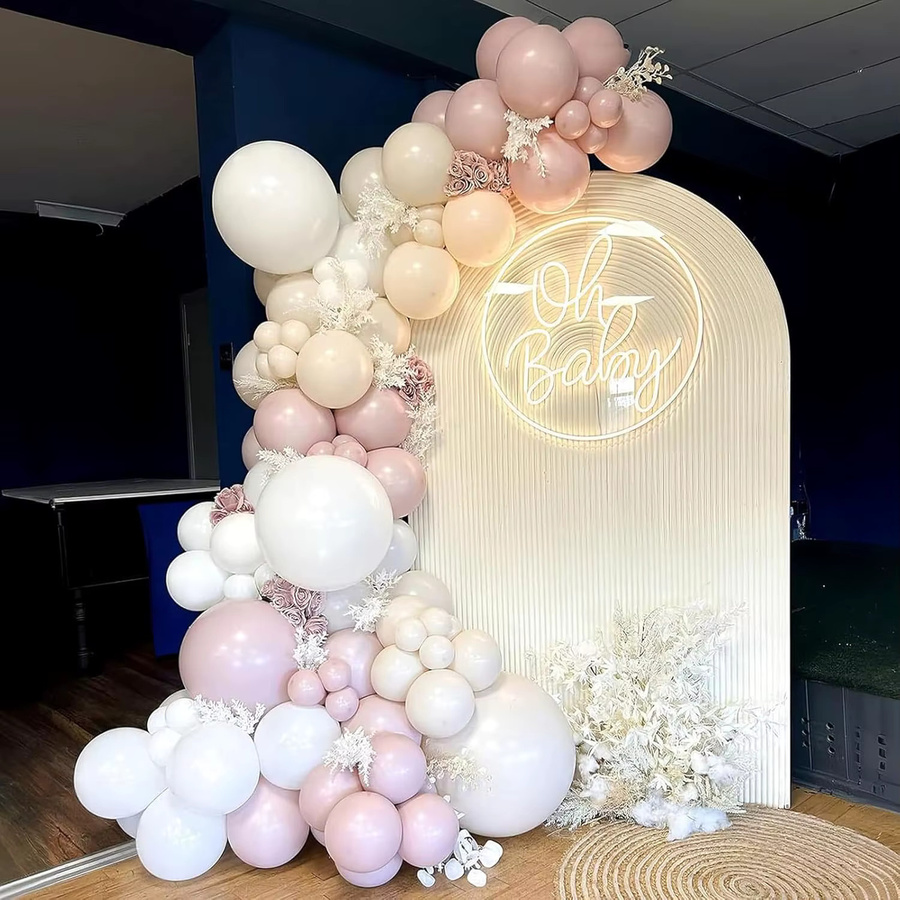MicroPlush Boho Ballongirlande Set mit 85 Stück in Rosa, Blau und Weiß für Geburtstag, Hochzeit, Babyparty oder Abschlussfeier - Bild 2