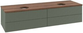 V&B Waschtischunterschrank Antao mit Frontstruktur in Grau-Grün lackiert, B: 160 cm, T: 50 cm - Bild 1