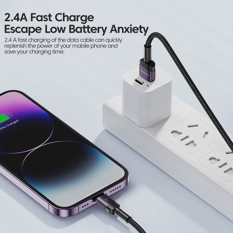 Toocki 2er-Pack USB-A auf Lightning Schnellladekabel für iPhone in Schwarz - Bild 2