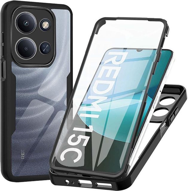 Stoßfeste 360 Grad Hybrid Handyhülle für Xiaomi Redmi 15C 14C 13C 12C 10C 9C 8A in Transparent - Bild 1