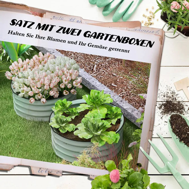 Outsunny Hochbeet aus verzinktem Stahl in Grün B: 60 cm, H: 30 cm, L: 60 cm - Bild 4