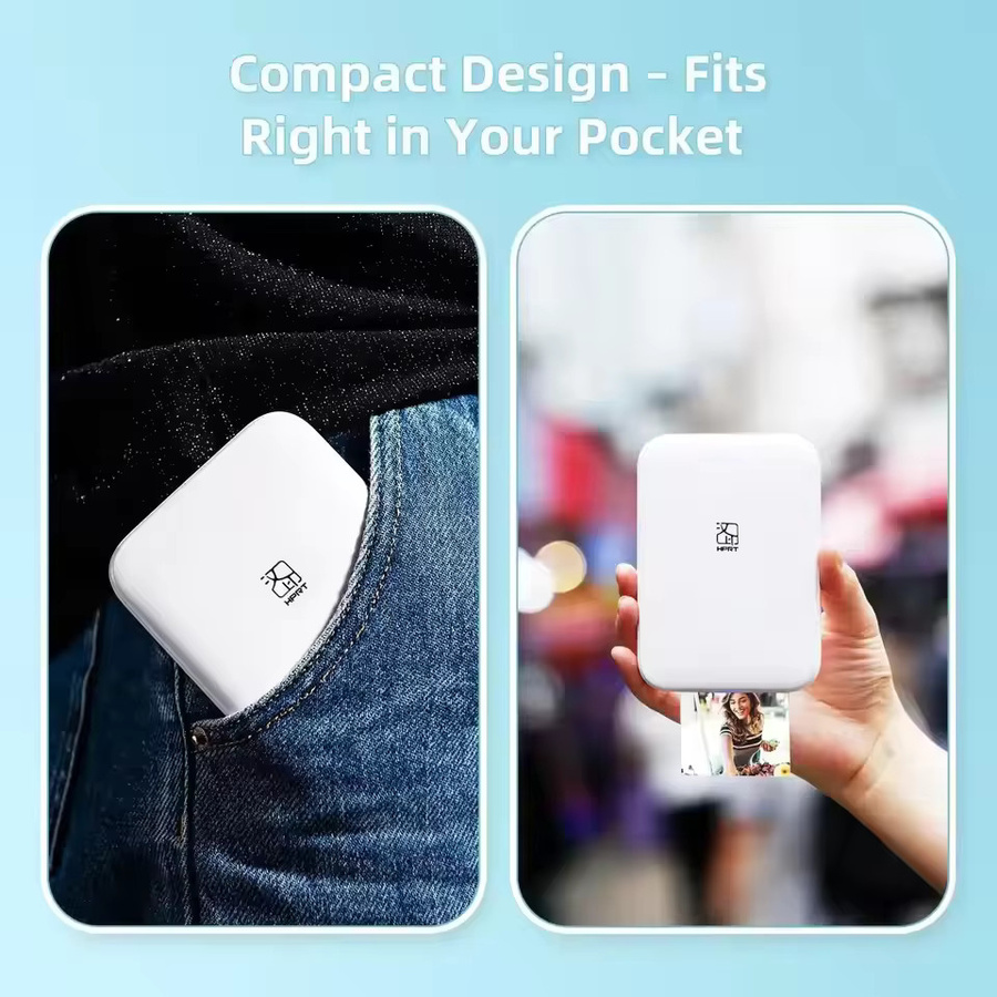 HPRT Tragbarer Fotodrucker in Weiß mit kabelloser Zink-Technologie und selbstklebenden Fotopapieren im Taschenformat - Bild 3