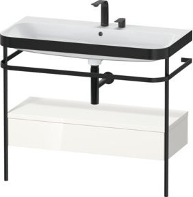Duravit Möbelwaschtisch-Kombi Happy D.2 Plus in Weiß mit Keramik-Waschtisch und 2 Handtuchhalterungen, B/T: 97,5 x 49 cm - Bild 1