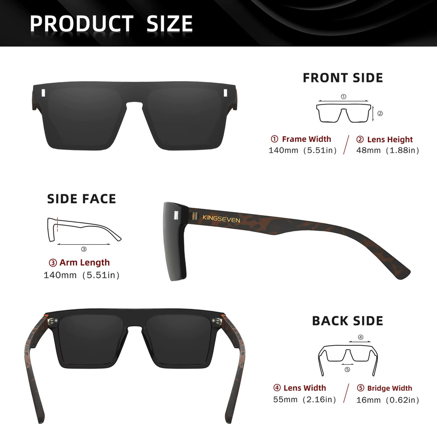 KINGSEVEN Sonnenbrille, randlos, quadratisch, Unisex, polarisiert - Bild 3