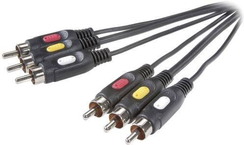 SpeaKa Professional Composite Cinch AV Anschlusskabel 3x3 Cinch-Stecker Schwarz, Länge: 2,00 m - Bild 1