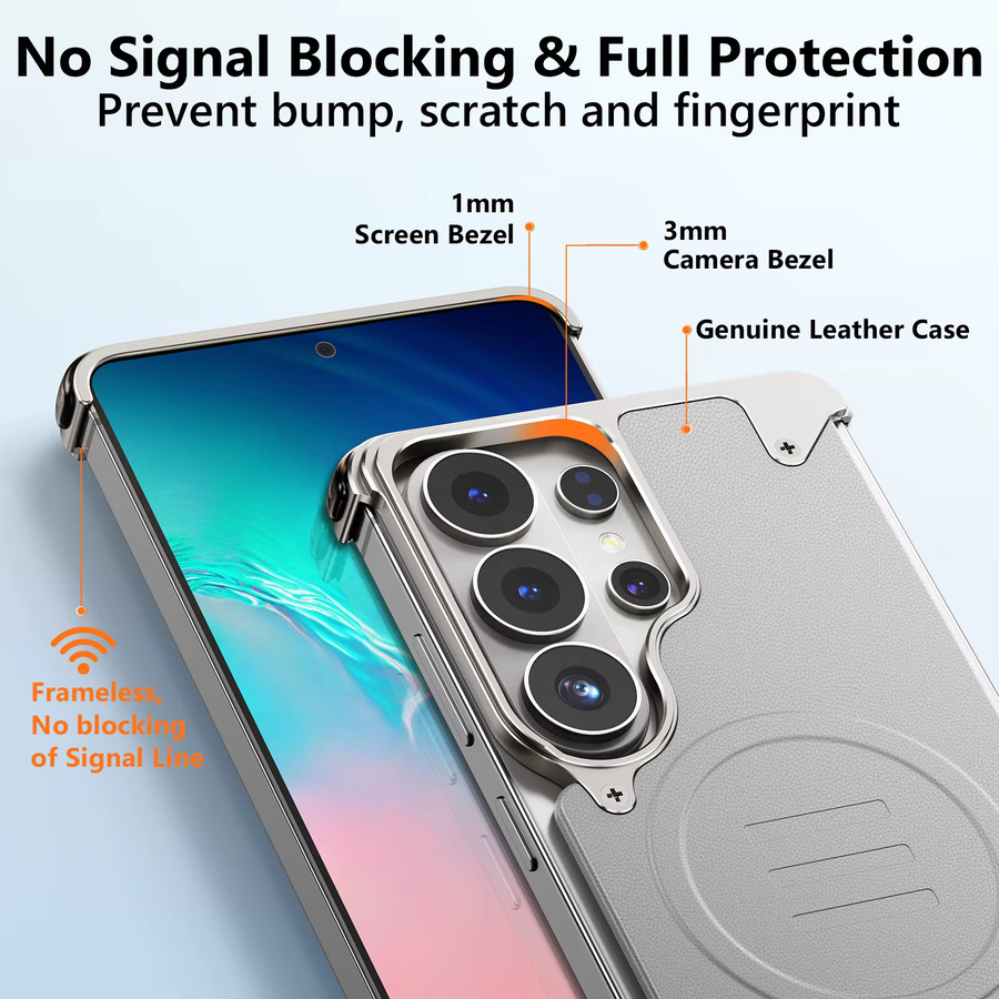 Eary Lederhülle für Samsung Galaxy S26 Ultra in Grau, schlanke und stoßfeste Schutzhülle - Bild 2