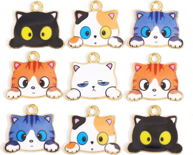 peixin Charms Emaille Katze, Metall, Kinder, Anhänger - Bild 1