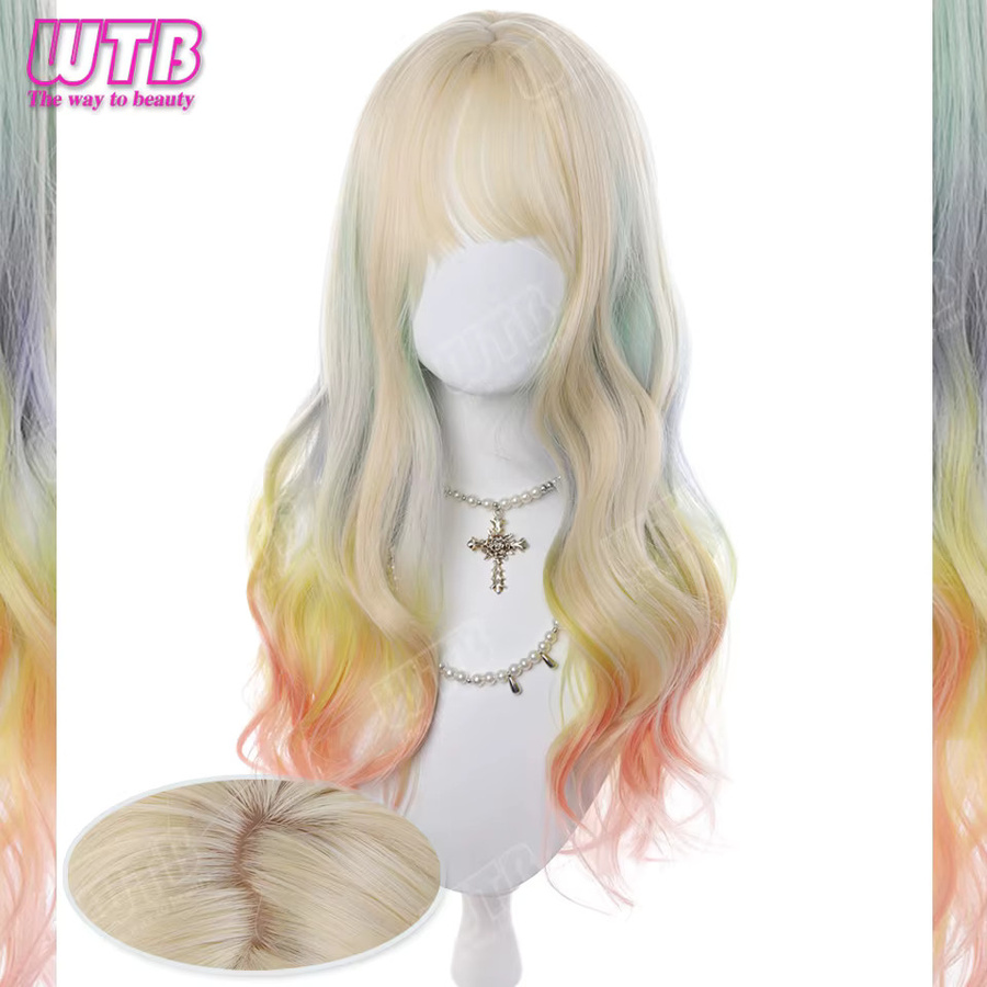 WTB Lolita-Perücke, synthetisch, lange lockig, mit Highlights und Pony, Damen - Bild 2