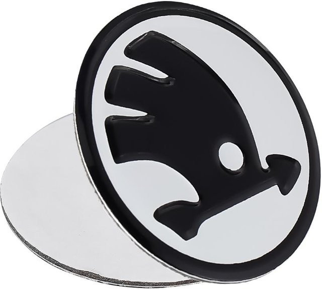 Skoda 3D Aluminium Lenkrad Emblem Abdeckung Aufkleber in Silber für Rapid Fabia Octavia Yeti Superb Scala Kodiaq Karoq Kamiq 43mm 44mm - Bild 1