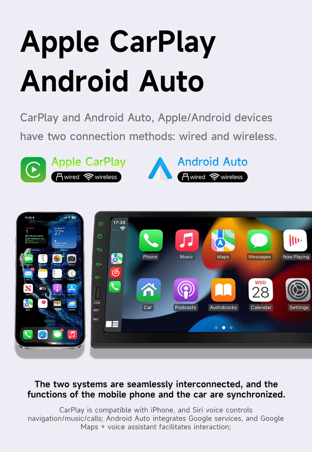 BQCC F9090W Single Din 9 Zoll IPS Kapazitiver Bildschirm mit CarPlay und Android Auto, Kabellos oder Kabelgebunden, Schwarz mit 7-Farben Ambientebeleuchtung - Bild 3