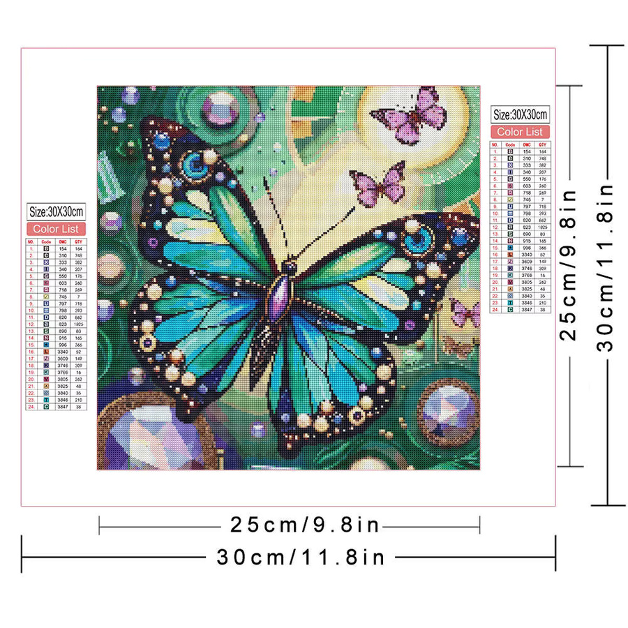 AZQSD 5D Diamantgemälde Schmetterling Set mit bunten Strasssteinen und runden Diamanten zur Heimdekoration, Breite: 20 cm, Höhe: 20 cm - Bild 2