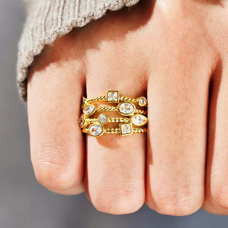 Huitan Ring, goldfarben, Zirkonia, Damen - Bild 2