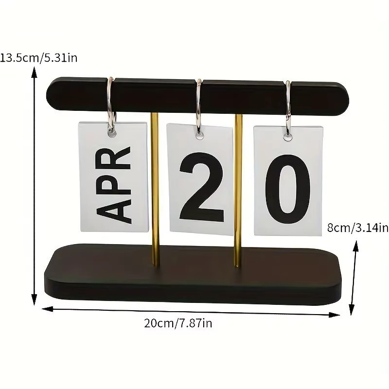 Moderner minimalistischer Klapp-Schreibtischkalender in Schwarz mit täglicher Ansicht auf Englisch - Bild 3