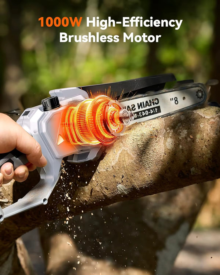 TaskStar 8 Zoll Mini Elektrische Kettensäge mit Automatischer Ölzufuhr, Akkubetriebene Kabellose Handgeführte Baumsäge für Garten und Holzschnitt - Bild 4