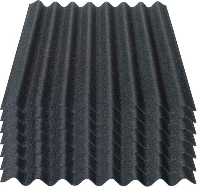 7er Pack Onduline Easyline Bitumen-Dachplatten intensiv schwarz B: 76,0 cm, H: 100,0 cm, Tiefe: 2,6 mm, Profil 95/38 - Bild 1