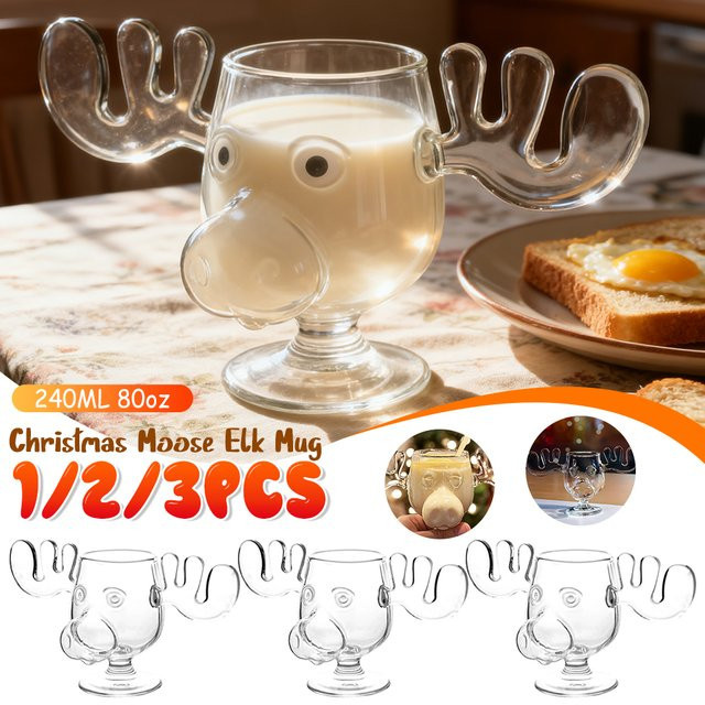 APWIKOGER Weihnachtselch Glas Tasse, Transparent, 240 ml - Bild 1