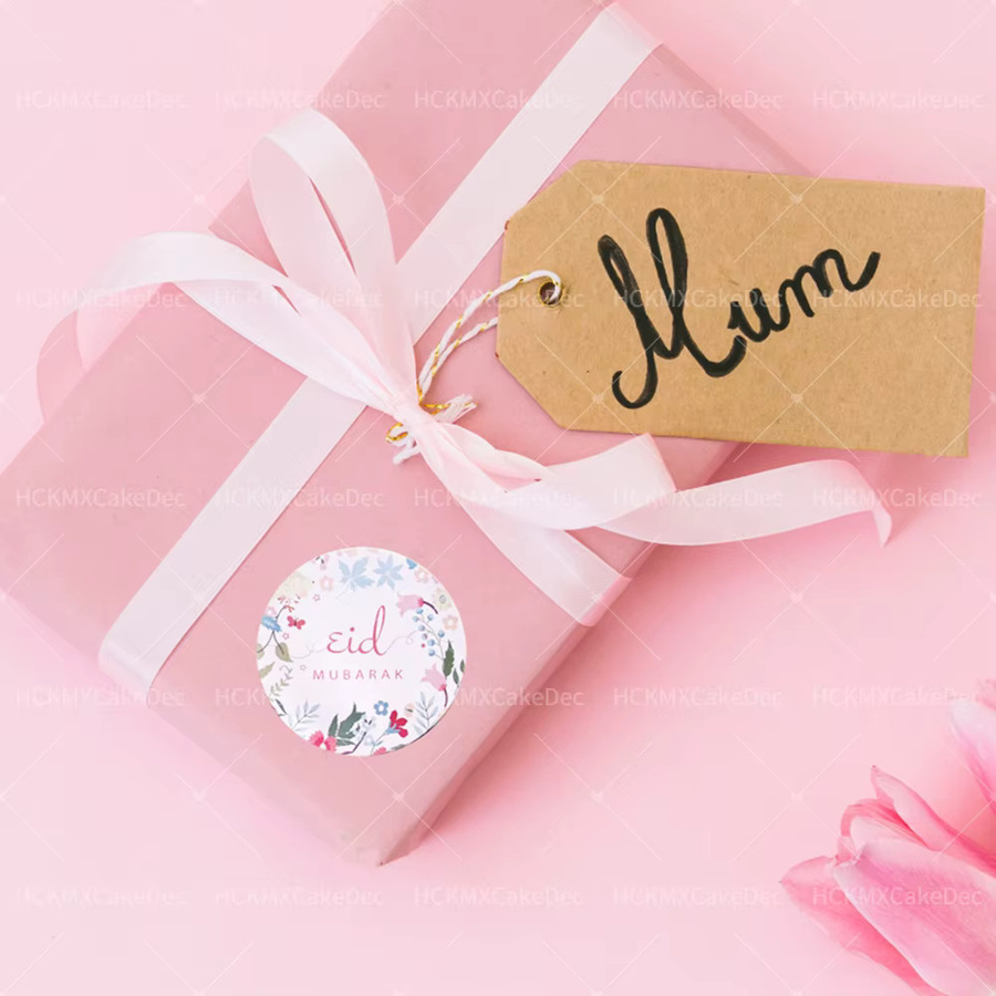 100 Stück runde EID Mubarak Blumenpflanzen Aufkleber in Multicolour für Ramadan Kareem, Geburtstage und Hochzeiten - Bild 3