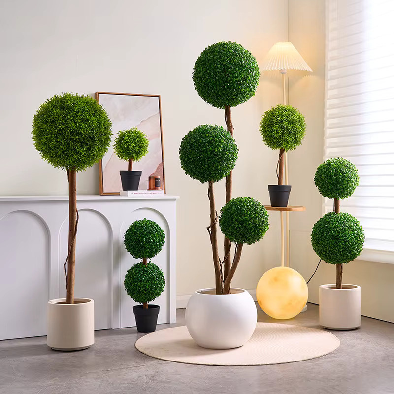 Nordic Milan Kugelförmige Künstliche Grünpflanze in Grün, Bodenständig für Innen- und Außenbereich, Höhe: 120 cm, Breite: 120 cm, Tiefe: 120 cm - Bild 3