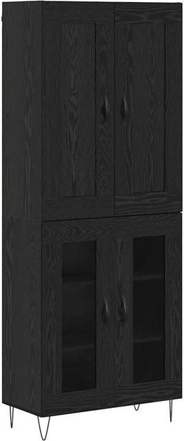 vidaXL Highboard in Schwarz und Eichen-Optik mit Schranktüren und Regalfächern, B/T/H: 69,5 x 34 x 180 cm - Bild 1