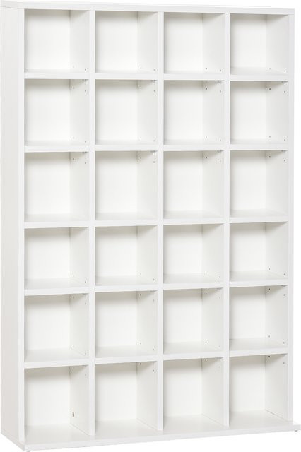 Aosom Multimedia-Aufbewahrungsregal aus Holz mit 24 Fächern für CD und DVD, weiß, B/T/H: 89 x 20 x 130,5 cm - Bild 1
