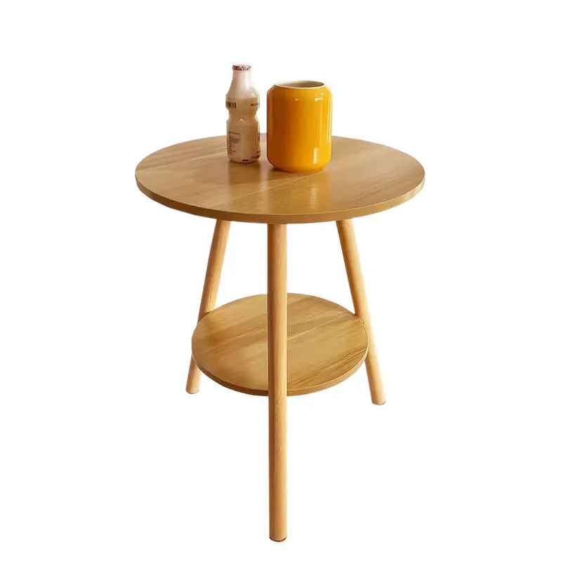 LIUSHADUOLA Nordischer 2-stöckiger Beistelltisch aus Holz, runder Couchtisch in Braun und Schwarz mit 3 Beinen für Wohnzimmer, Schlafzimmer und Balkon - Bild 4