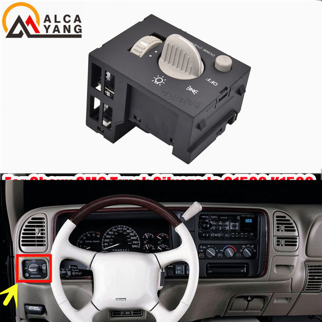 Malcayang Scheinwerfer-Dimmerschalter Schwarz passend für GMC Tahoe Suburban Silverado Sierra 1995-2000 - Bild 1