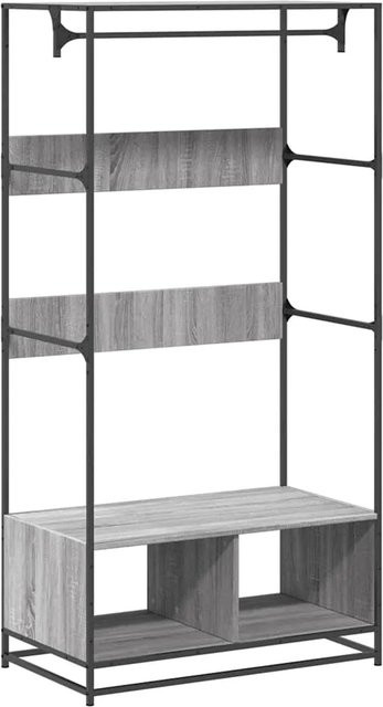 vidaXL Kleiderständer Grau aus Holzwerkstoff und Metall mit industrieller Note, B/T/H: 90 x 50 x 180 cm - Bild 1