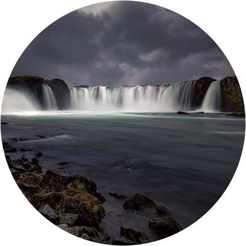 K&L Wall Art Runde Vliestapete Cuadrado Gods of Water Wasserfall, mehrfarbig, matt - Bild 1