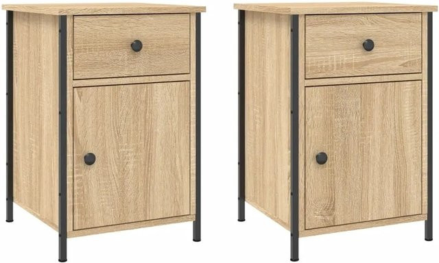 vidaXL Nachttische 2er-Set in Sonoma-Eiche, Farbe Braun, B/T/H: 40 x 42 x 60 cm - Bild 1