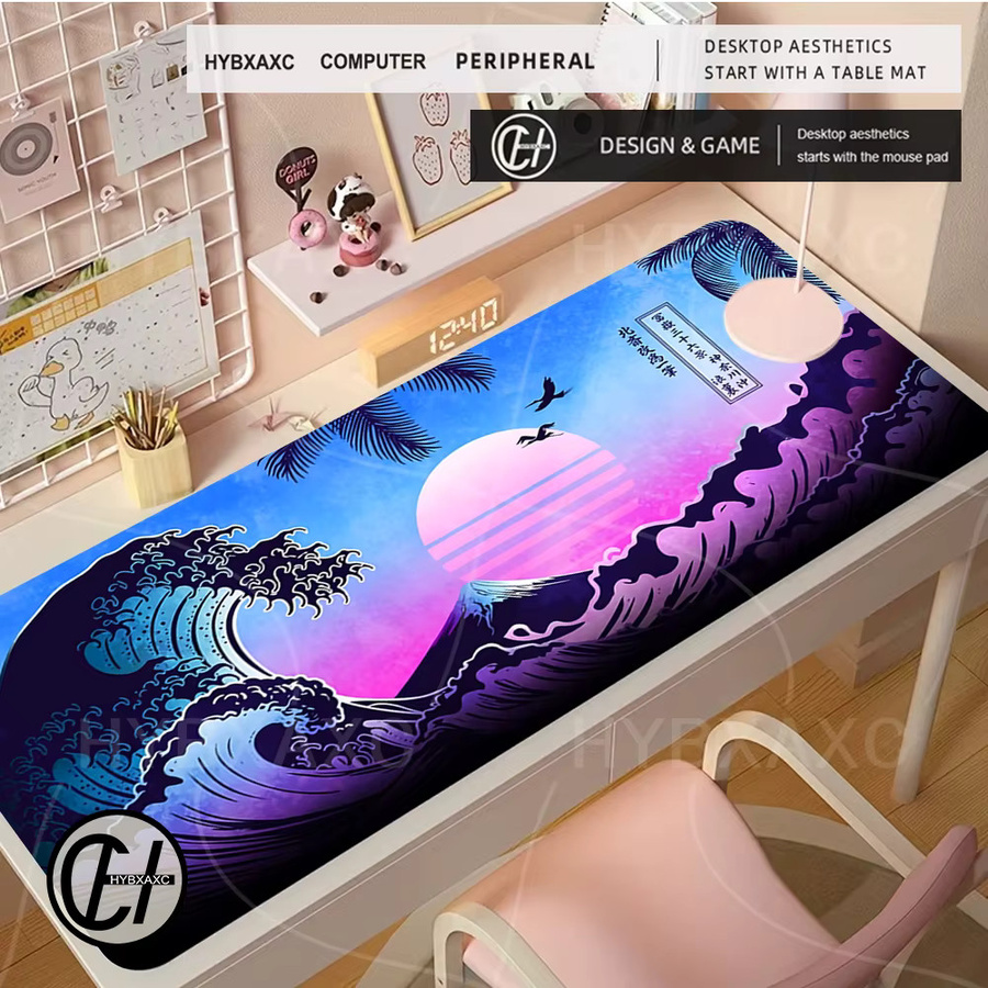 Großes Gaming Mousepad Die große Welle von Kanagawa Design für Gamer und Otaku, XL Schreibtischmatte aus Gummi - Bild 3
