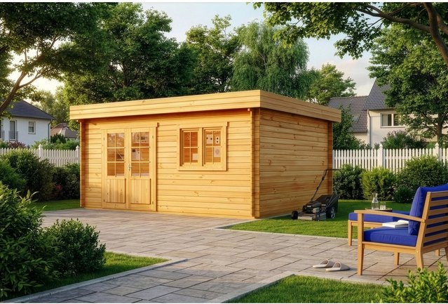 Alpholz Gartenhaus Spree-28 B Pultdach aus Holz in Braun B/T: 520 x 420 cm - Bild 1