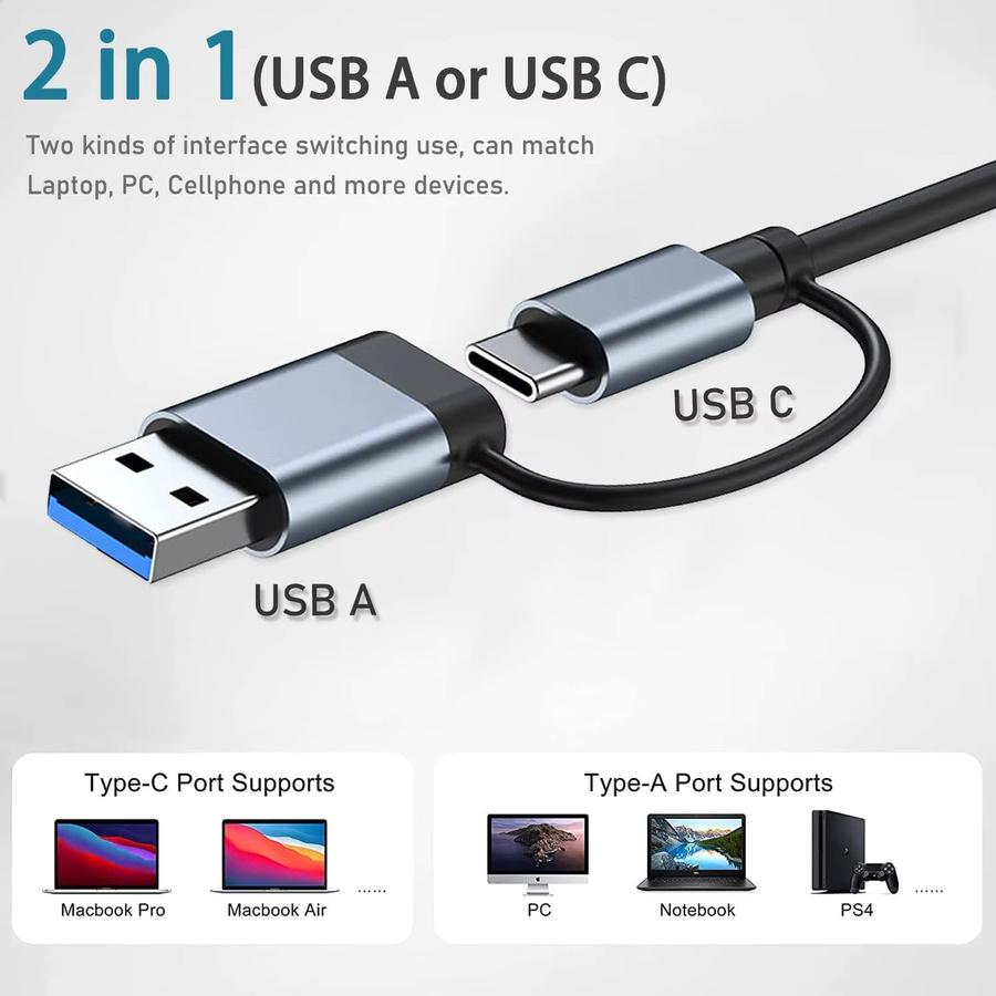 Xiaomi 2-in-1 USB C Expander Multiport Adapter als USB 3 Hub und Typ C Splitter für Tablet und Smartphone - Bild 2