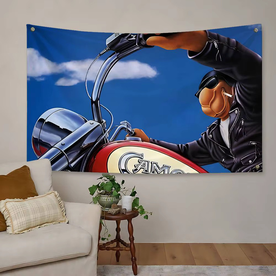 C-CAMEL Zigaretten-Flagge als dekorativer Wandteppich aus Polyester in Blau mit Retro-Grafik - Bild 4