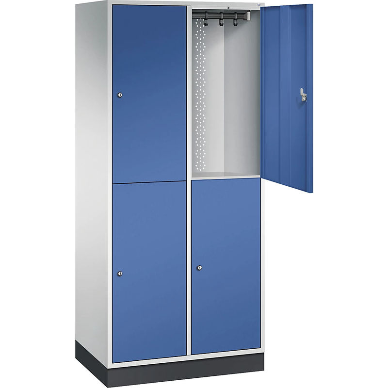 C+P Spind doppelstöckig XL Intro mit Türen, Korpus Lichtgrau, Front Enzianblau, H: 195 cm, B: 82 cm, T: 49 cm - Bild 2