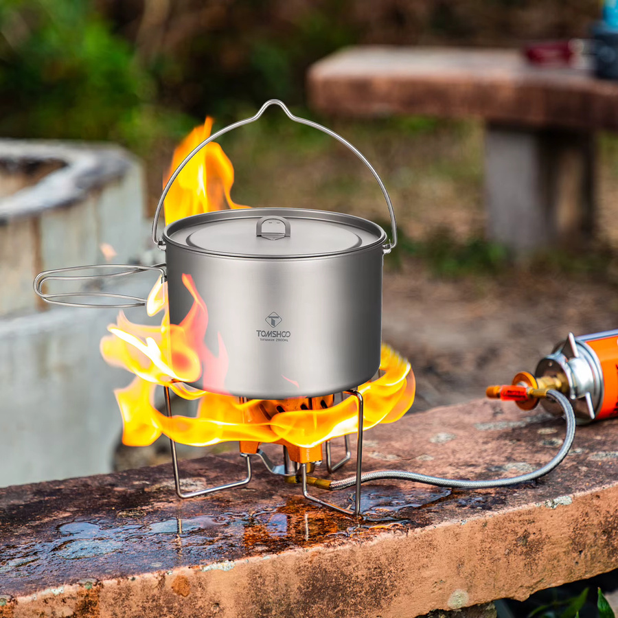 TOMSHOO Titantopf für Outdoor-Camping mit Deckel und abnehmbarem Griff, Silber, 1,1 l - Bild 3