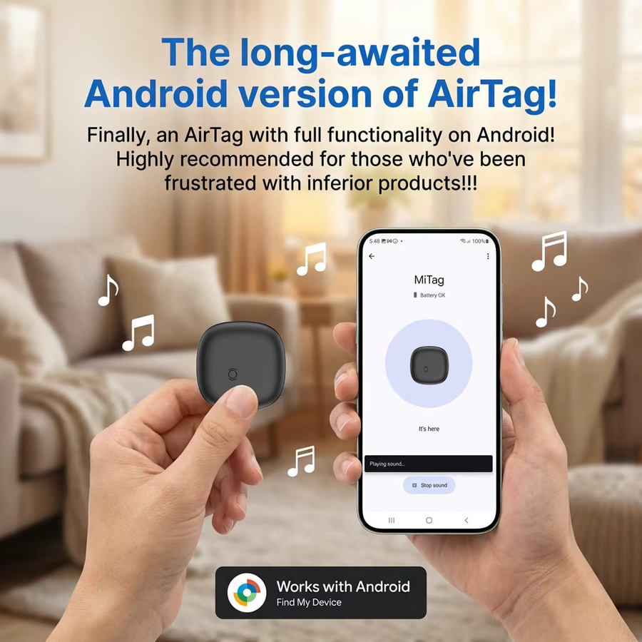 OTAG Android Smart Item Tracker von HENNCER, Google-zertifiziert, IP67 wasserdicht, kompatibel mit Find My Device, Schwarz - Bild 4