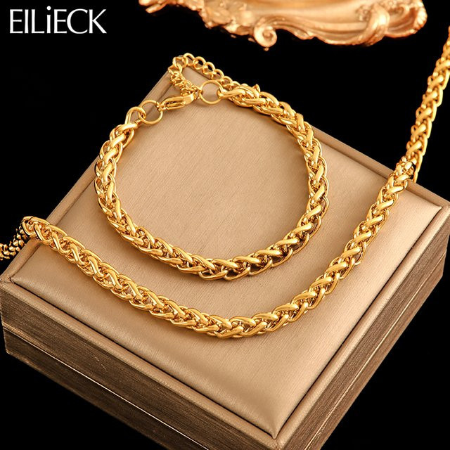 EILIECK Schmuck-Set Edelstahl, Gold, Damen - Bild 1