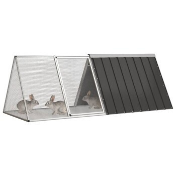 VidaXL Kaninchenkäfig aus verzinktem Stahl in Grau, B/T/H: 201,5 x 80,5 x 71 cm - Bild 2