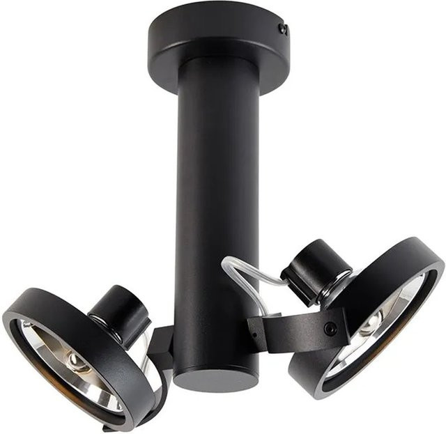 QAZQA Moderner LED Deckenstrahler Schwarz Rund Dimmerbar und Verstellbar mit 2 Leuchten - Bild 1