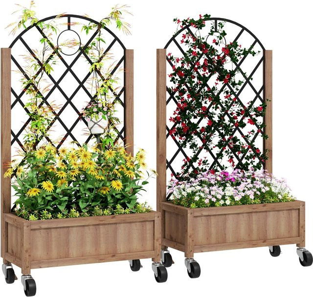 Outsunny Garten-Bett Set aus Tannenholz und Stahl in Braun, B/T/H: 25 x 52 x 97 cm - Bild 1